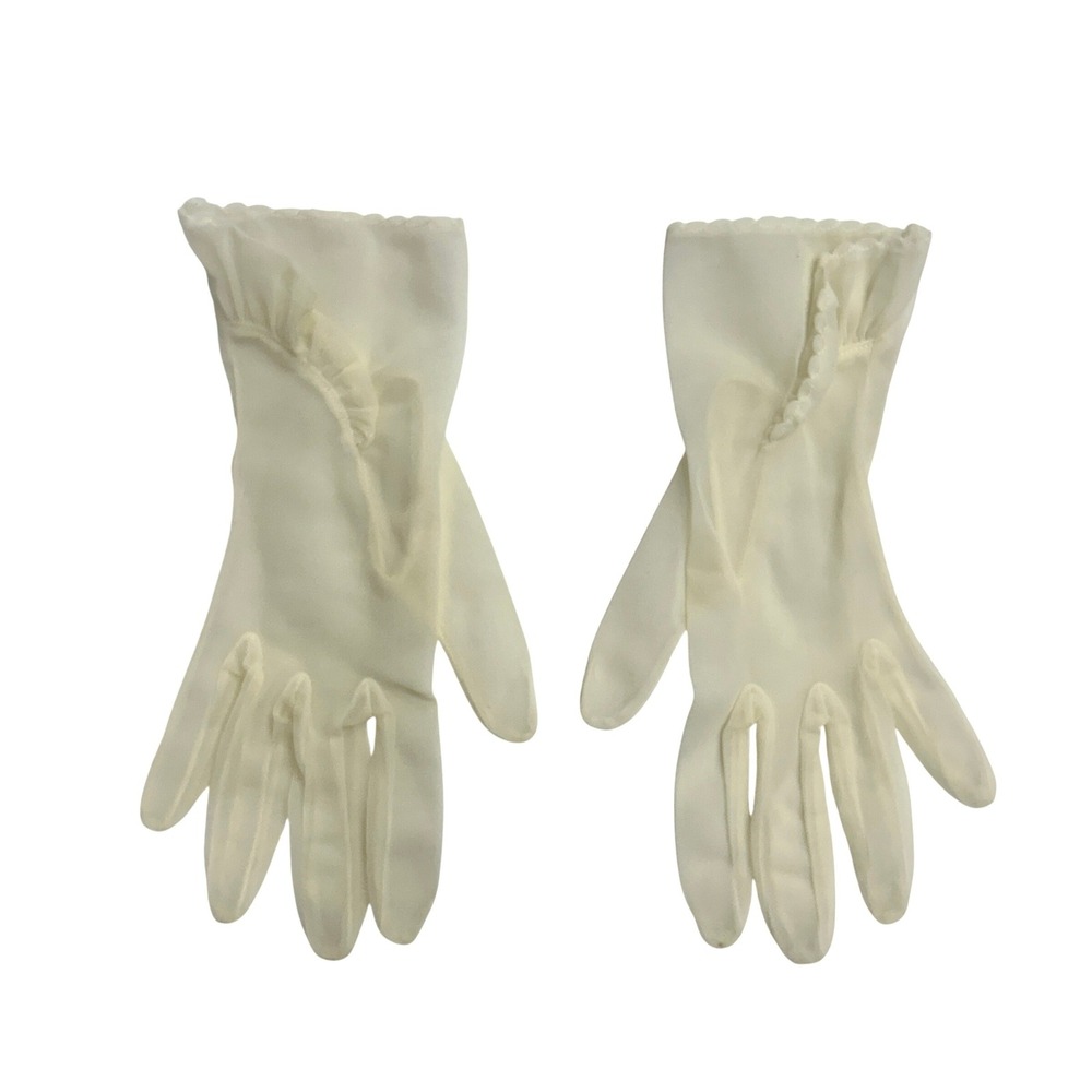 Coquette Sheer Ruffle Wrist Gloves S Cream Regencycore Vintage Glamour Tea Party
